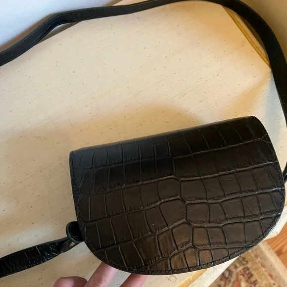 A.P.C. Black Croc-Embossed Crossbody Bag - Picture 7 of 14